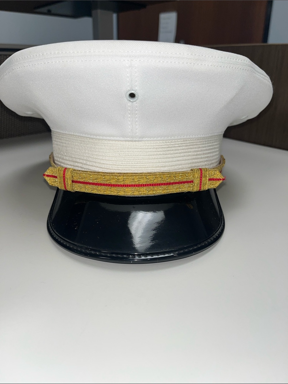 Marine Officer Dress Cap Cover with Gold and Red Cord